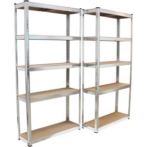 Trutzholm Schwerlastregal 2136, 5 Holzböden, 175kg Fachlast, silber, 180 x 90 x 30cm, 2 Stück