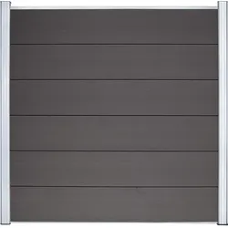 KAHRS WPC Zaunfeld-Set "Lübeck XL", anthrazit, 6 Zaunbretter 20x307 mm, inkl. Alustart- & Endleiste in silber + Fixierungsstange (exkl. Pfosten), 180x180 cm