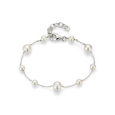 Silberarmband FIRETTI "Schmuck Geschenk Armschmuck Armkette", bunt (silberfarben, weiß), Armbänder, Damen, 21cm, Perlen Silber 925 (Sterlingsilber), Perlen, Silber 925 (Sterlingsilber), Silberarmband, Made in Germany - mit Süßwasserzuchtperle