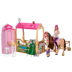 Barbie Mysteries: Das geheimnisvolle Pferdeabenteuer“ Pferdestall-Spielset mit Puppe, Spielzeugpferd und Zubehör