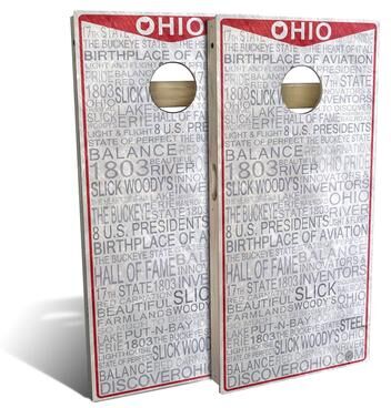 Skip's Garage Ohio License Plate Outdoor Cornhole Board Set