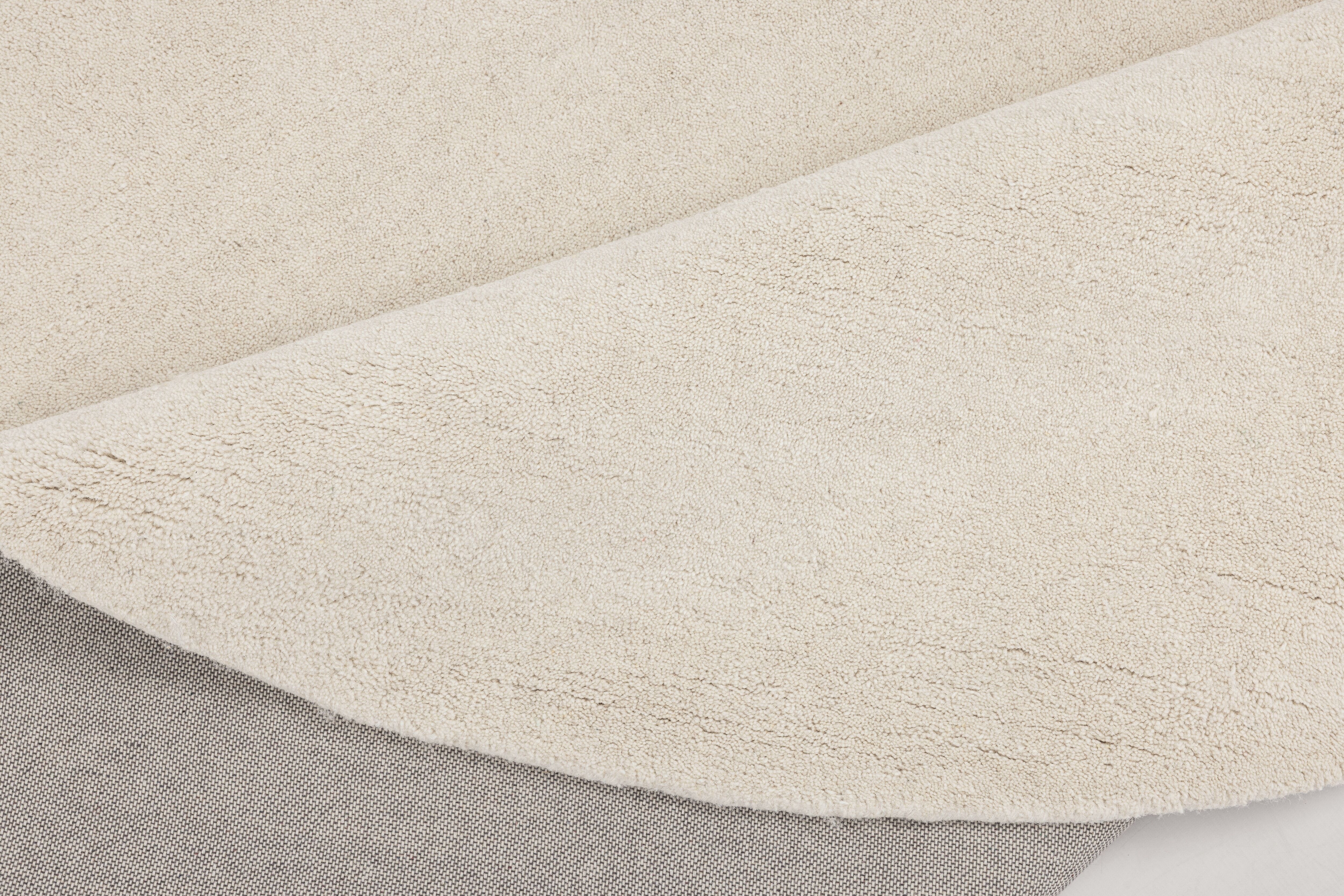 Wollteppich GOODPRODUCT "Gabbo Natur, Handgefertigt, Teppich, reine Wolle, meliert" Gr. 10, beige (natur), H:14mm Ø:200cm, Wolle, Teppiche, Wollteppich, reine Wolle, Uni, Wohnzimmer, Schlafzimmer, Esszimmer natur Ø 200cm 1 Stk., 14mm, Ø 200cm