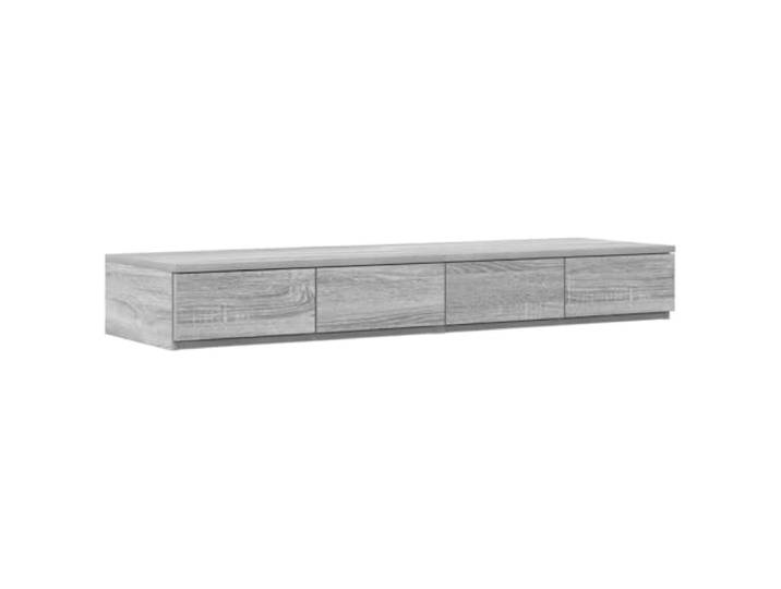 KGFHERENB Bettschubladen 4 Fächer Holzwerkstoff Graues Sonoma 120x36,5 cm Vielseitiges Bettsockel Element mit Push-to-Open Funktion für das Schlafzimmer, dient auch als Sitzbank oder Nachttisch.