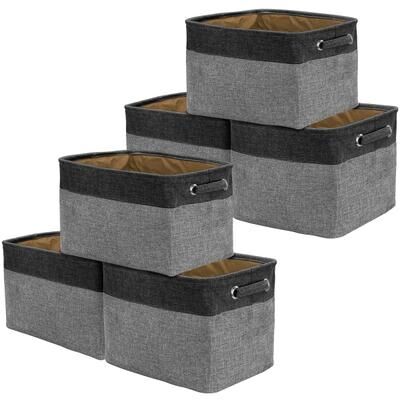 "Sorbus Fabric Storage Bins for Shelves 15"" Large Sturdy Collapsible Storage Baskets with 2 Handles (6 Pack)"