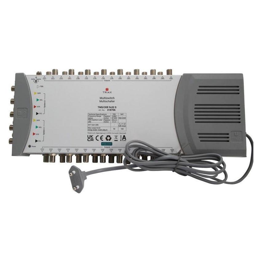 Triax TMS/CKR 9x32 S SAT Multischalter Eingänge (Multischalter): 9 (8 SAT/1 terrestrisch) Teilnehme (Multischalter) (318706)