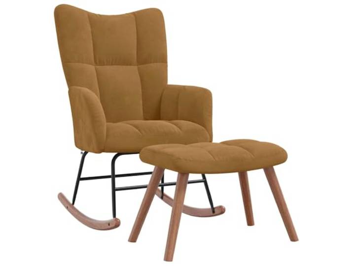 HFXHIJXQ Schaukelstuhl mit Hocker 2er-Set Samt Sessel Braun Gemütlicher Relaxsessel mit Fußablage für Wohnzimmer und Schlafzimmer. Weiche Samtpolsterung sorgt für Komfort.