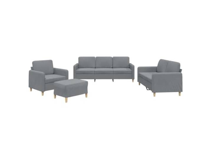 Coespram 4-tlg. Sofagarnitur mit Kissen Hellgrau Polstersofa Set Gemütliche Sitzgruppe fürs Wohnzimmer inklusive Polsterhocker und sechs dicken Rückenkissen für entspannte Stunden.