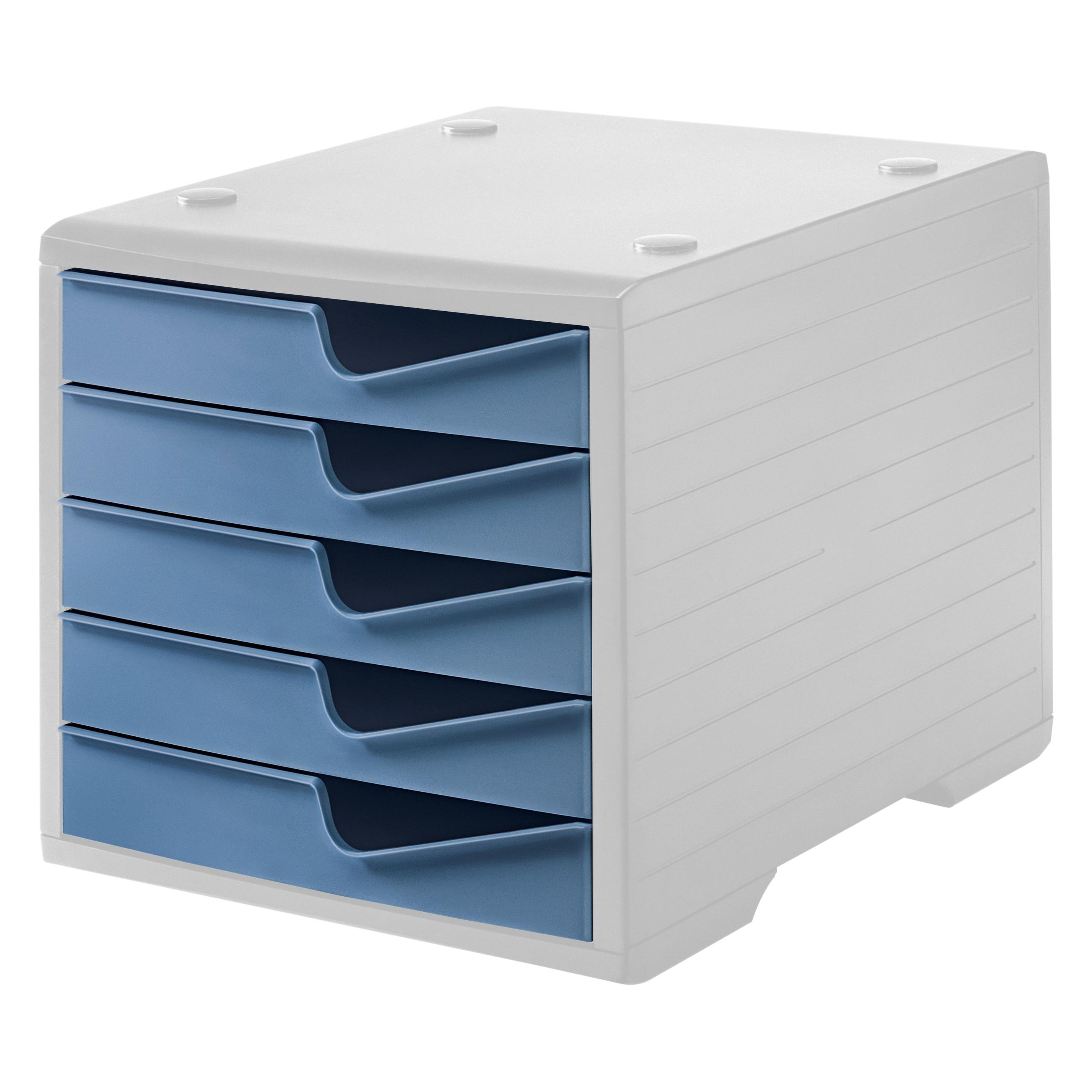 Styro Schubladenbox styroswingbox taupenblau DIN C4 mit 5 Schubladen (C4) (275-8430.3681)