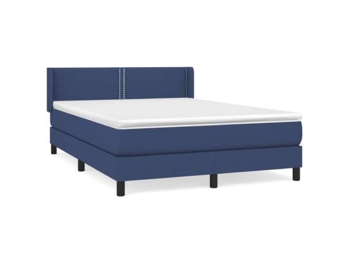 PUGYNBK Boxspringbett, Stoffmatratze, Blau, 140 x 190 cm Verstellbares Kopfteil, Taschenfedern, mittlere Festigkeit, weicher Schutz