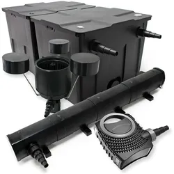 Wiltec, Brunnen + Gartenteich, Set: Teichfilter 60000l 72W UVC Teichklärer 80W Teichpumpe Skimmer 445