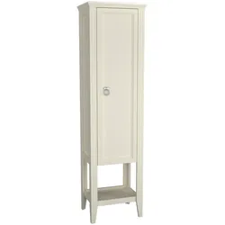 VitrA Valarte Hochschrank, Breite 54 cm, Höhe 197 cm, Elfenbein Matt, bodenstehend mit 4 Möbelfüßen, 1 Tür mit Softclose und verchromtem Griffring