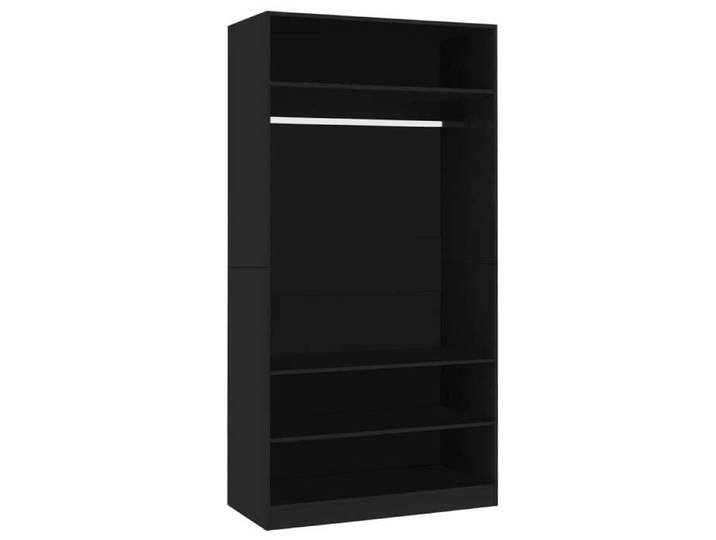 Noir Garde-robe CLARENCE Armoire penderie Pour chambre Noir 100 x 50 x 200 cm Bois d'ingénierie LV1535