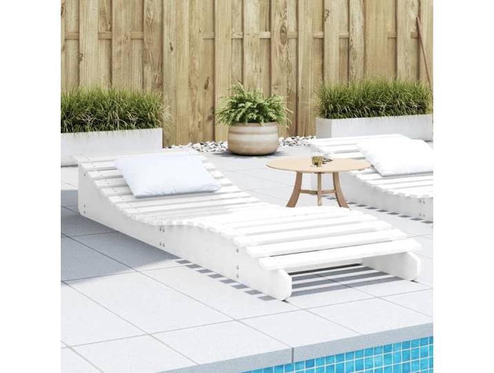 Chaise Longue Transat de Patio Lit de Repos de Jardin Bain de Soleil Piscine Terrasse Balcon Moderne Blanc Bois 832581