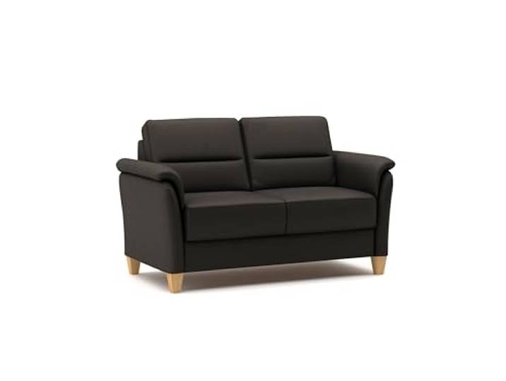 CAVADORE Leder 2er-Sofa Palera / Landhaus-Couch mit Federkern + massiven Holzfüßen / 149 x 89 x 89 / Leder Dunkelbraun