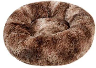 Uplift Essentials Super Soft Long Plush Calming Pet Bed & Warm Winter Nest tie dyed Coffee 28 In