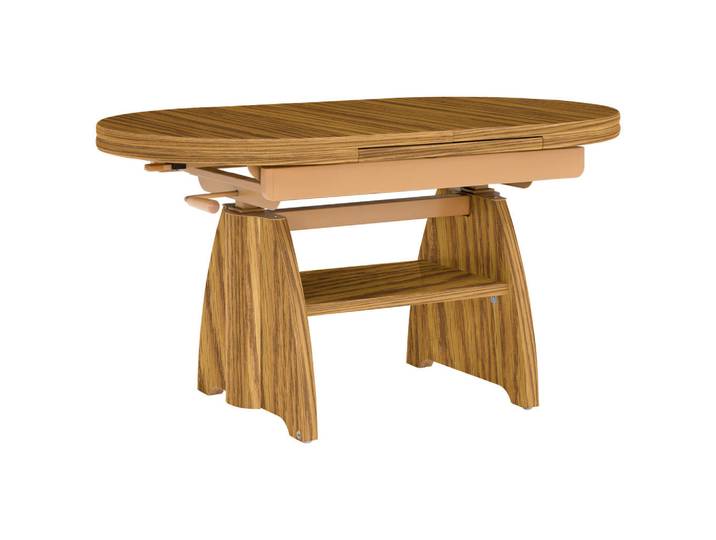 Venda Couchtisch, Braun, Eiche, Metall, Eiche, furniert, rechteckig, Wange, 65x56-75x110-130.5 cm, ausziehbar, höhenverstellbar, Wohnzimmer, Wohnzimmertische, Couchtische, Couchtische Metall