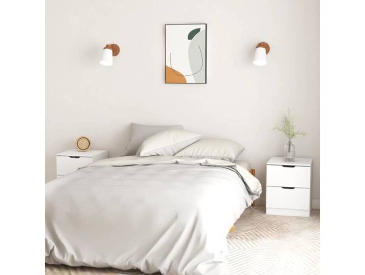 Table de chevet - AKO - 2 pcs - Blanc - Aggloméré - 40x40x50 cm