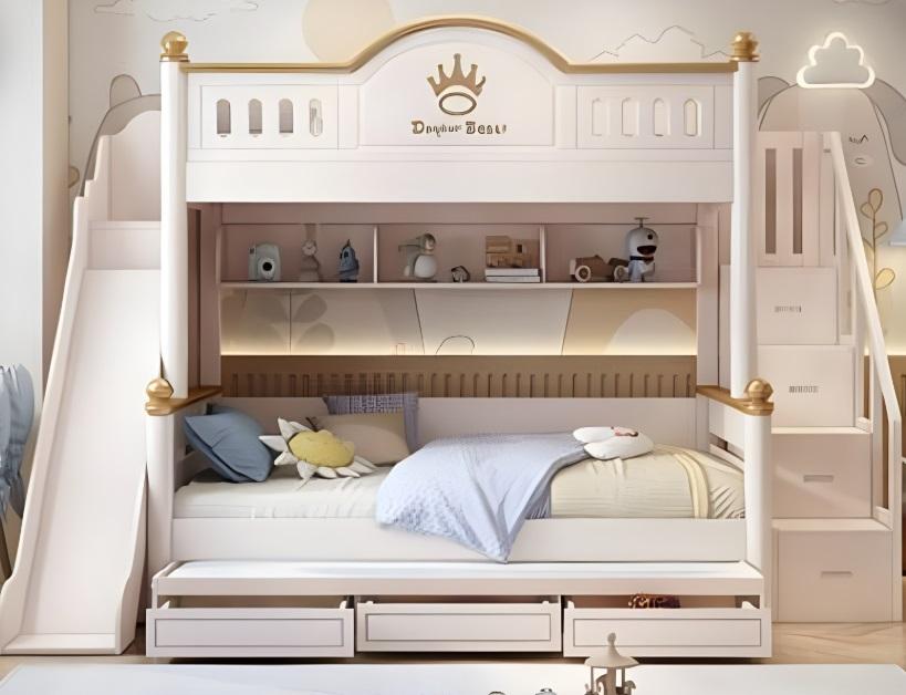 Holz Etagenbett Hochbett Weiß langlebiges Doppelstockbett für Kinderzimmer
