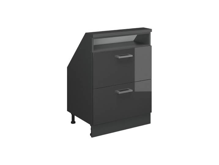 Vicco Kommode Rion, Anthrazit Hochglanz/Anthrazit/Anthrazit, mit 2 Schubladen (1 St)