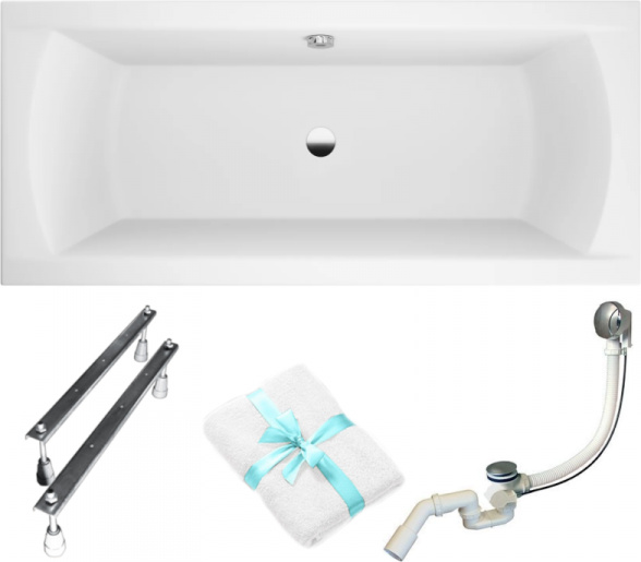 Aqua For You | Polimat Gracja Badewanne - 180x80cm - Acryl - Mit Syfon - Elegante Form