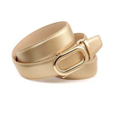 Ledergürtel ANTHONI CROWN, Damen, Gr. 105, gold, Rindsleder, unifarben, Gürtel Ledergürtel, Automatik Schließe, abgesteppte Ränder, leicht bombiert