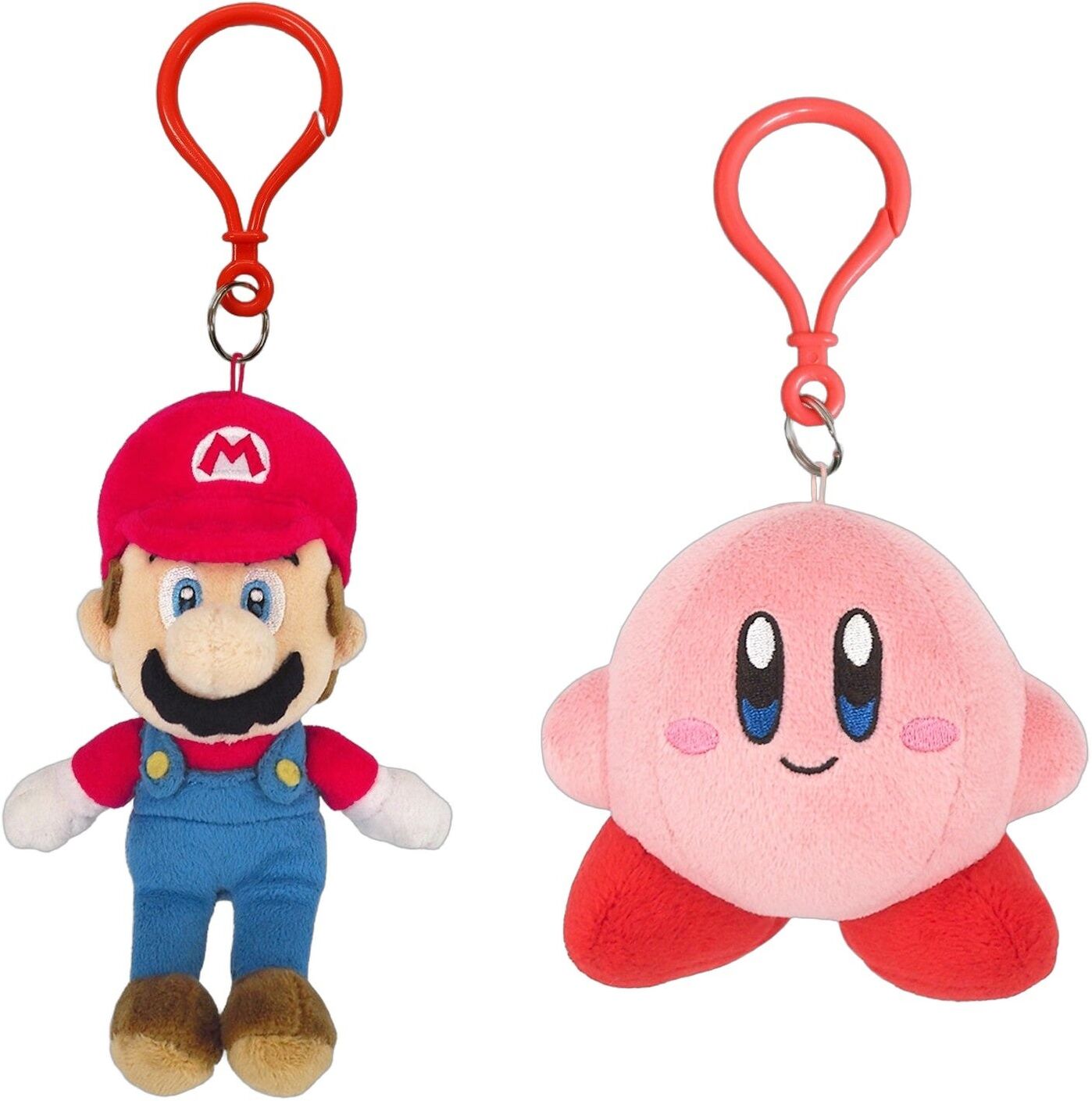 SAN-EI Nintendo Plush Keychain Bundle - Mario & Kirby