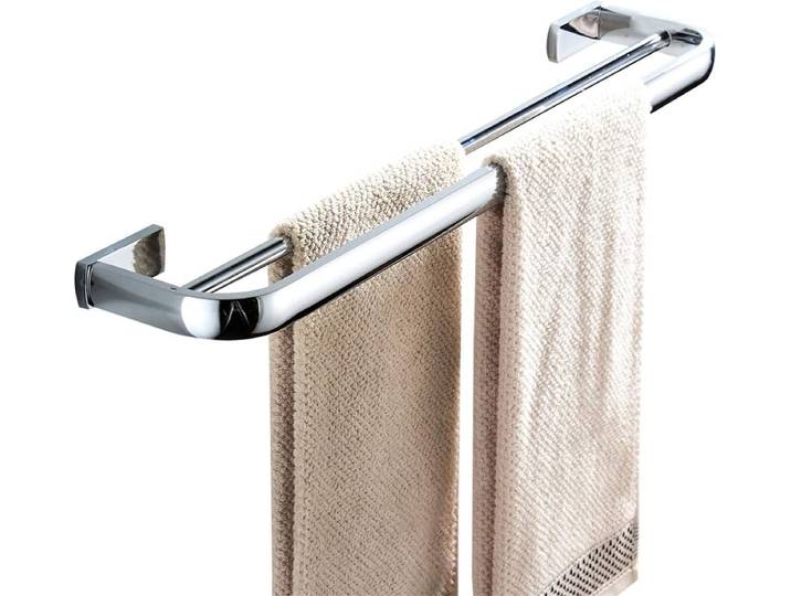 Handdoekrek dubbel messing handdoekrek wand handdoekrek\, 57 cm\, Gepolijst chroom