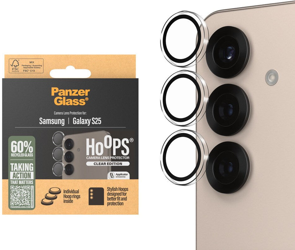 Samsung Galaxy S25 PanzerGlass Hoops - Beskyttelse til Kamera - Gennemsigtig