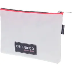 CANVASCO Mäppchen aus recyceltem Segeltuch in weiß/pink - Federtasche wasserabweisend und robust - Kosmetiktasche