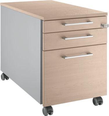 Schäfer Shop Select Rollcontainer 126, mit Griff eckig, weißalu/Eiche-Dekor