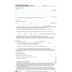 Roth, Formular, Untermietvertrag für Wohnräume