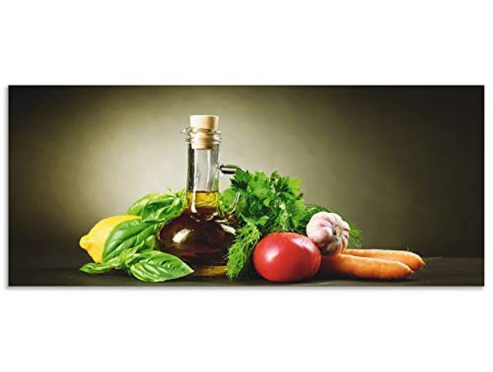 ARTland Spritzschutz Küchenrückwand aus Alu für Küche Herd Spüle 120x50 cm (BxH) mit Motiv Italien Essen Lebensmittel Kräuter Gemüse Gewürze Grün T5LT