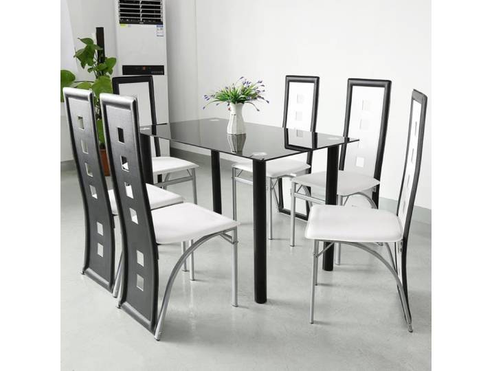 Kangfun 4er Chaises de salle à manger - Blanc/noir - Style Mode minimaliste moderne - 102 (L) * 45 (W) * 20 (H)