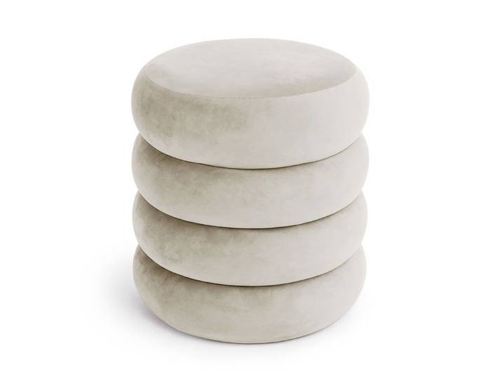 Tabouret en velours avec rangement 42 cm SNUGGO Crème