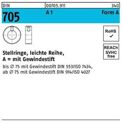 Sandisk, Zubehör Befestigungstechnik, DIN 705 Stellringe, leichte Reihe, mit Gewindestift 1.4305 A 25 rostfreiei A 1 S