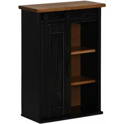 Helloshop26 - HALDEN Wandschrank mit Schiebetür 49 x 22,5 x 70 cm modernes Design platzsparend schwarzes Kiefernholz 02_0057829