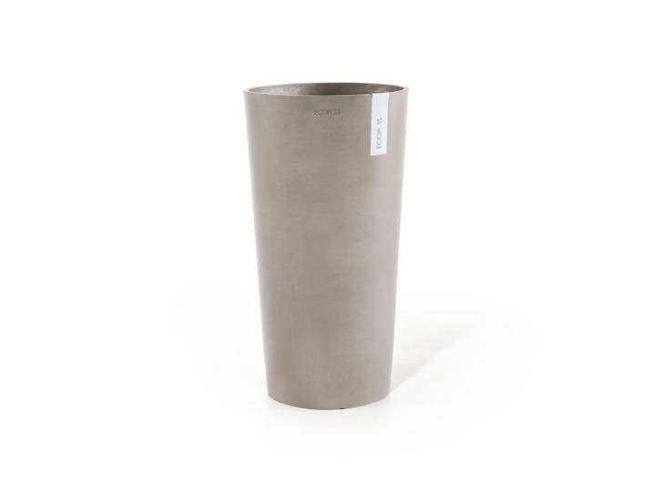 Ecopots Blumentopf Amsterdam Mid High 34/66 cm Taupe, Kunststoff, Beton Optik, Rund, 66 cm, Dekoration, Blumen & Blumentöpfe, Übertöpfe