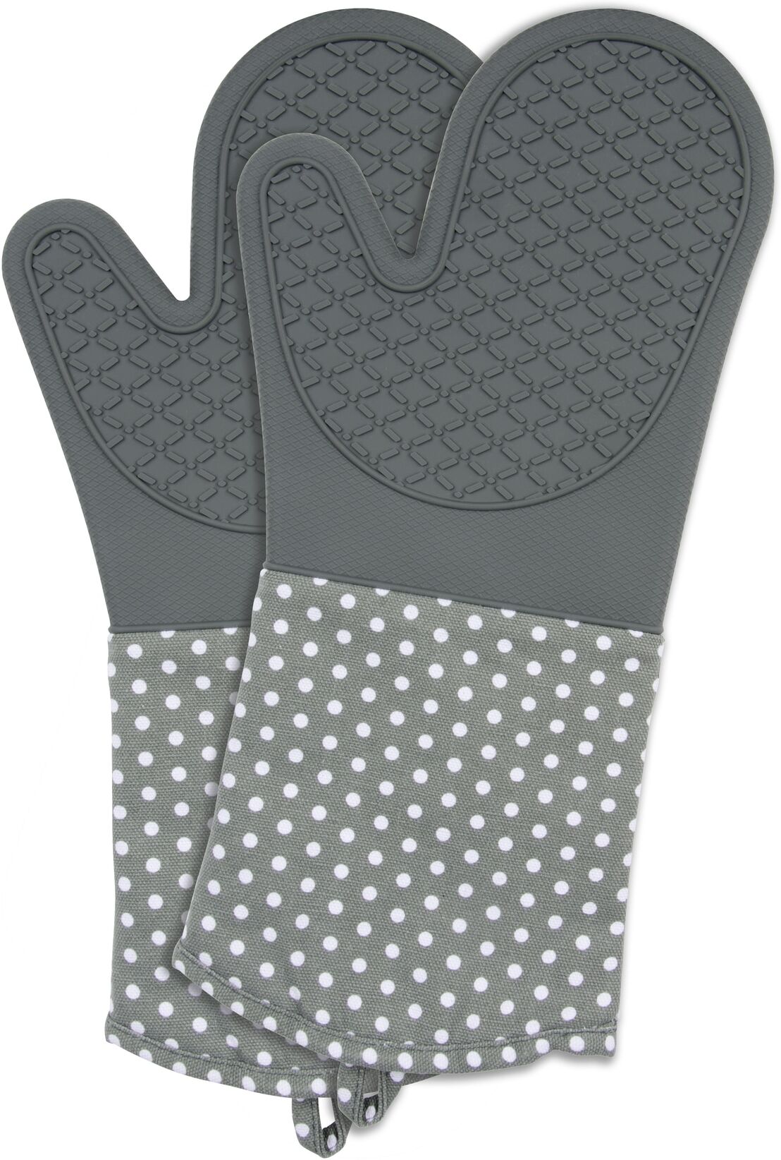 Topfhandschuhe WENKO "Modell Silikon", grau, Baumwolle, Silikon, Topflappen, Topfhandschuhe, Ofen- und Grillhandschuhe, Hitzeschutz, Baumwollinnenseite, 1 Paar grau Einheitsgröße