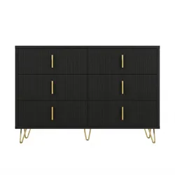 SIDEBOARD schwarz gold 120cm 6 schubladen modern