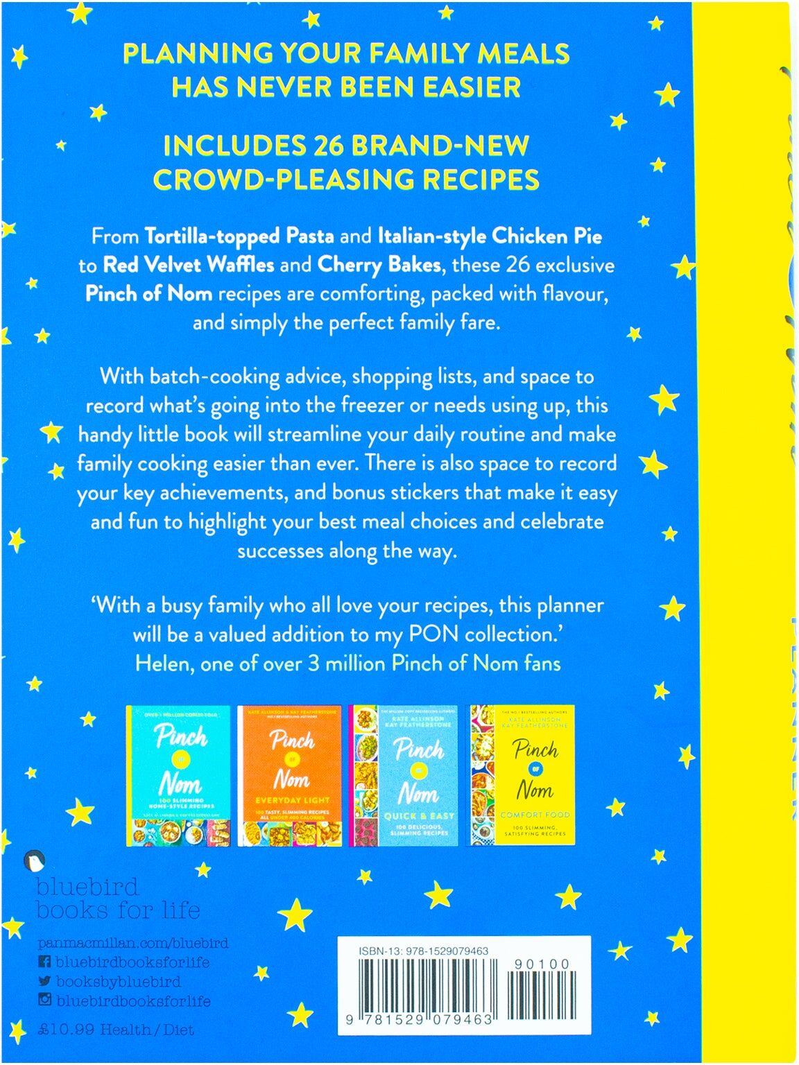Bluebird Pinch of Nom Family Meal Planner by Kate Allinson, Kay Featherstone & Laura Davis - Spiral Bound - 26 Exclusive Recipes - 3 Month Family Meal