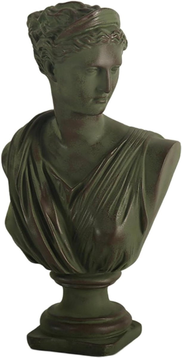 Groen Hars Standbeeld Buste Sculptuur voor Interieur Decoratie Hoogte: 31,5 cm