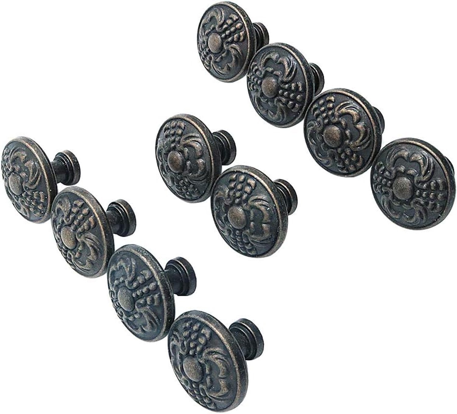 10x Vintage Kastknoppen Brons Bloem 38mm Lade Handgrepen Meubelgrepen