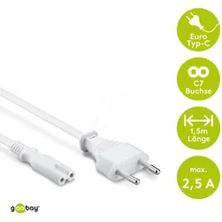 GOOBAY 51326 - Anschlusskabel Eurostecker, 1,5 m, Weiß