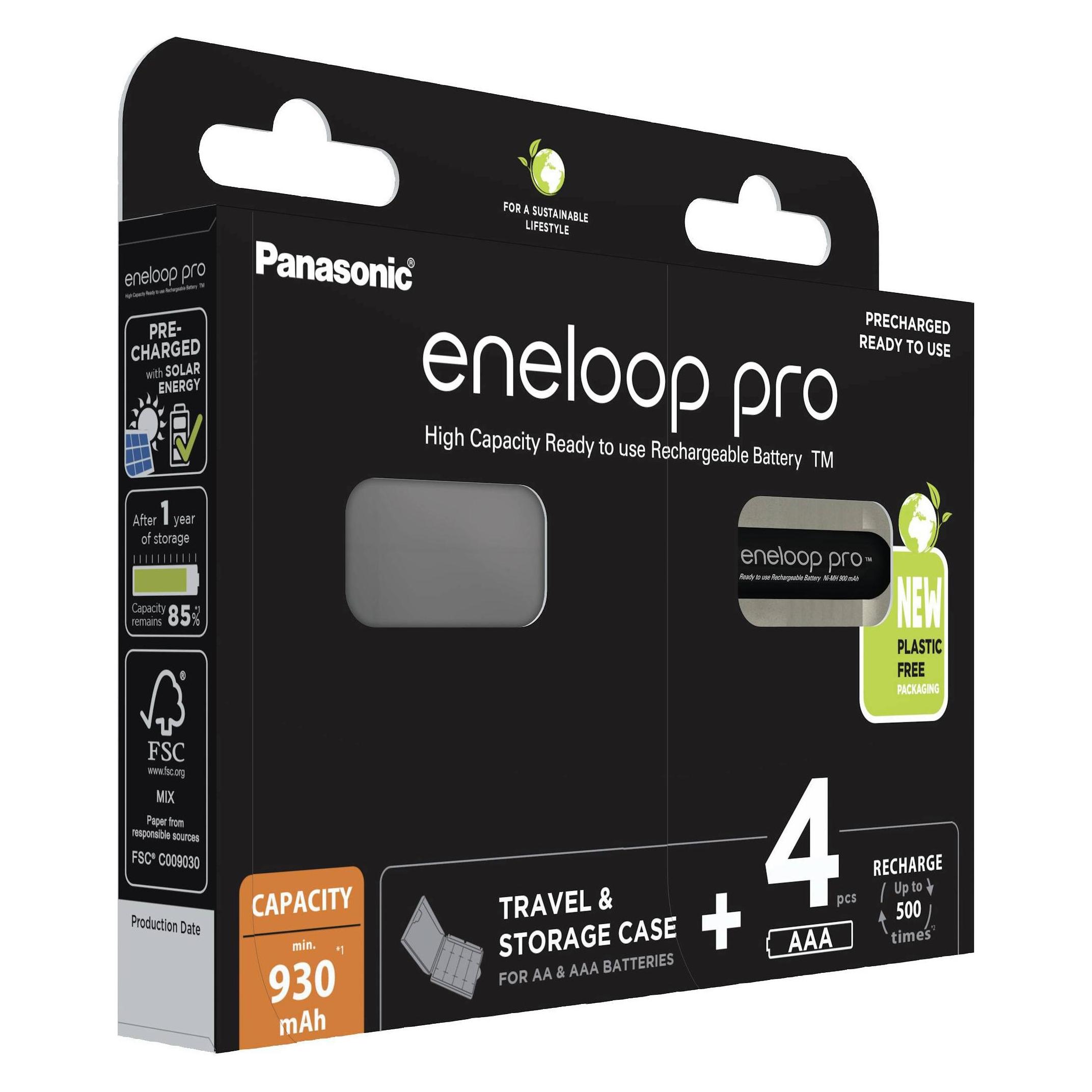 Panasonic Eneloop Pro & Box (4 Stk., AAA, 930 mAh) (BK-4HCDEC4BE)
