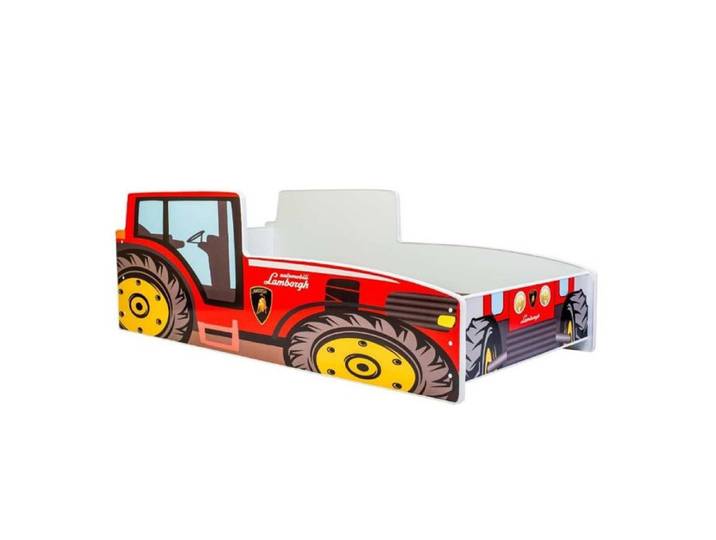 Lit enfant Tracteur rouge 140x70 - KOBI - Panneau bois stratifié
