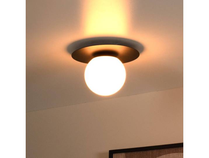 Plafondlamp Tricia, dimbaar, zwart, Woon-/ Eetkamer, Glas, plafondlamp