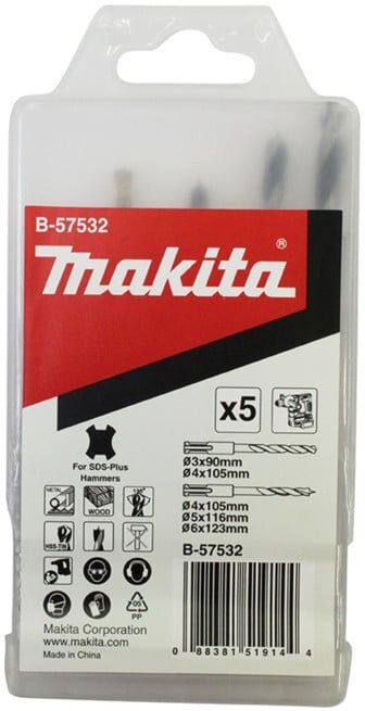 Makita jeu de forets bois/métal 5 piècesSDS+ (B-57532)