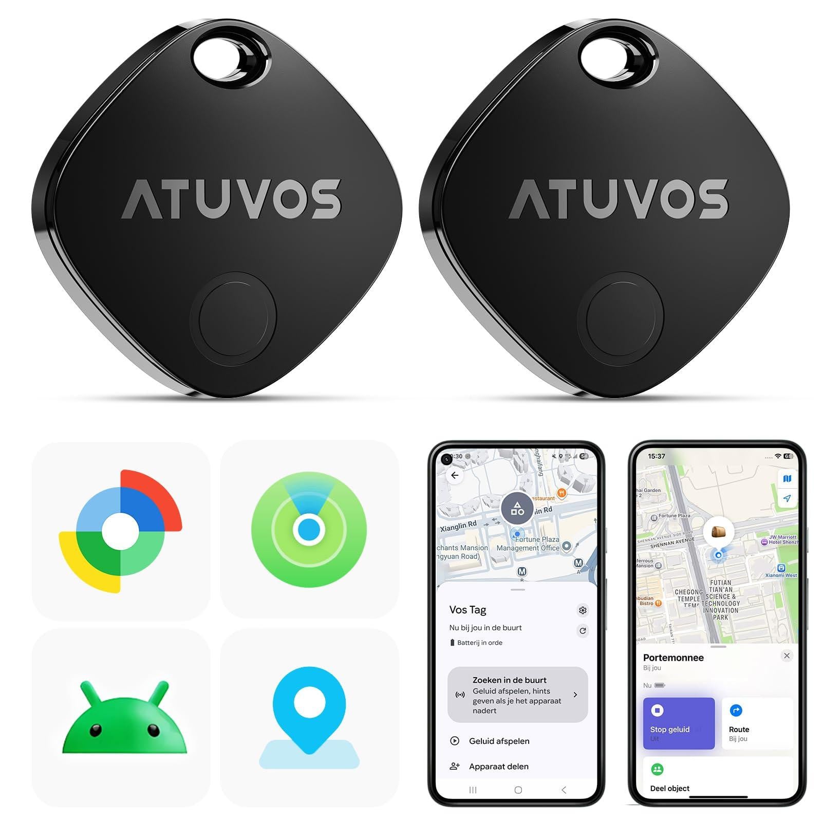 Selius Smart Tag Dual System Sleutelvinder Bluetooth Tracker 2 stuks