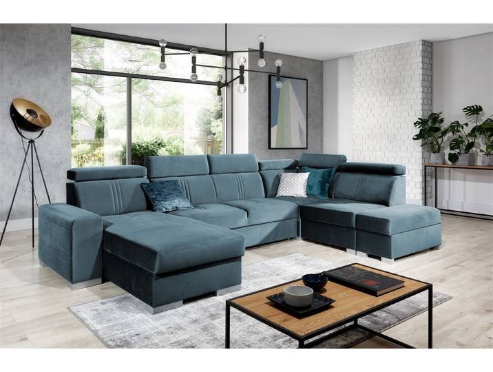 Fun Möbel Wohnlandschaft Wohnlandschaft Schlafsofa NOLAN inkl. USB-Anschluss, inkl. Bettkästen, Kopfteil verstellbar, Rundumbezug, inkl. USB-Anschluss