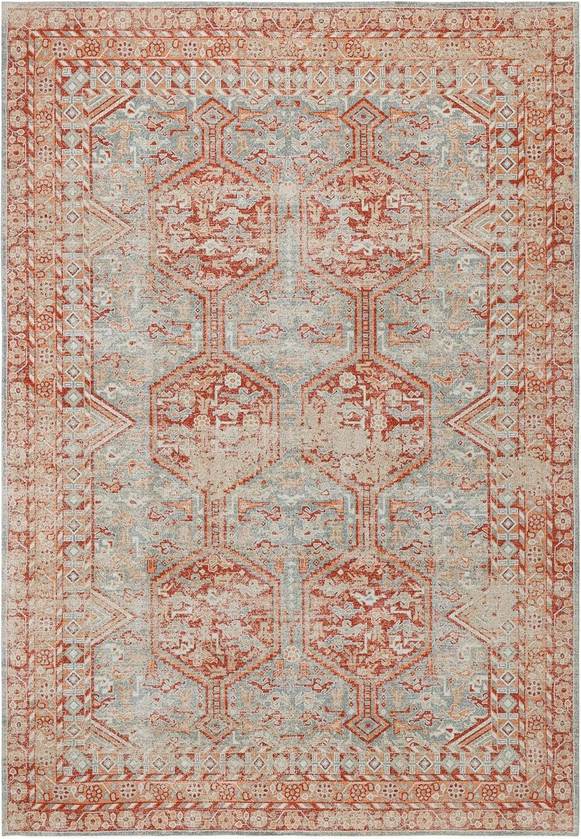 Loberon Vloerkleed Incantaro Rood/Blauw van Katoen